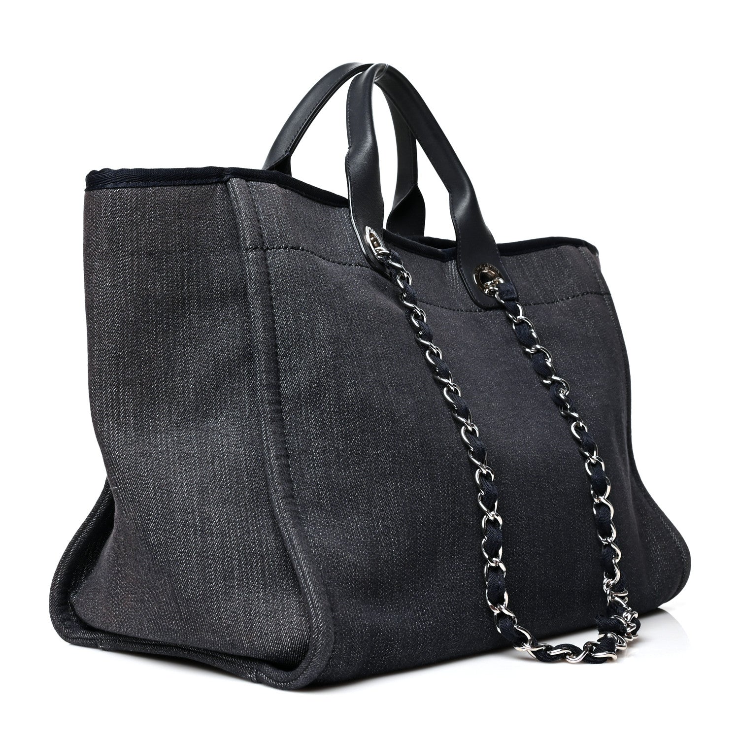 Chanel Denim Medium Deauville Tote Dark Blue 3 of 12
