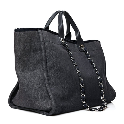 Chanel Denim Medium Deauville Tote Dark Blue 3 of 12
