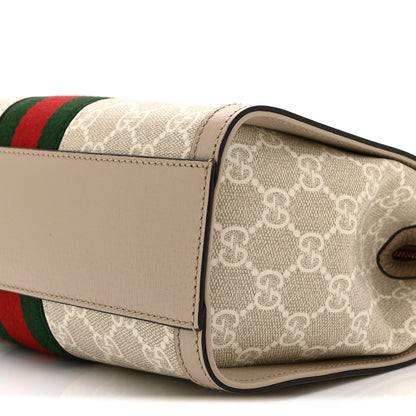 Gucci GG Supreme Monogram Textured Dollar Calfskin Web Small Ophidia Tote Bag Beige Mystic White Oatmeal 11 of 11