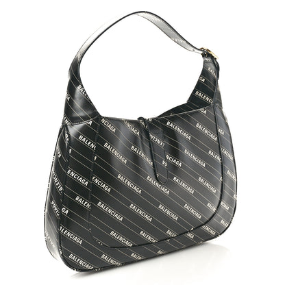 Gucci X BALENCIAGA Calfskin Logo Print Medium Jackie 1961 Hobo Black 2 of 10
