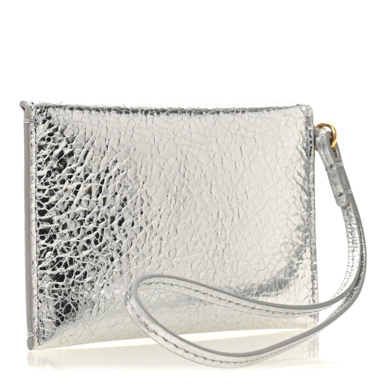 Chanel Metallic Lambskin Card Holder Bag Charm Silvery 3 of 8