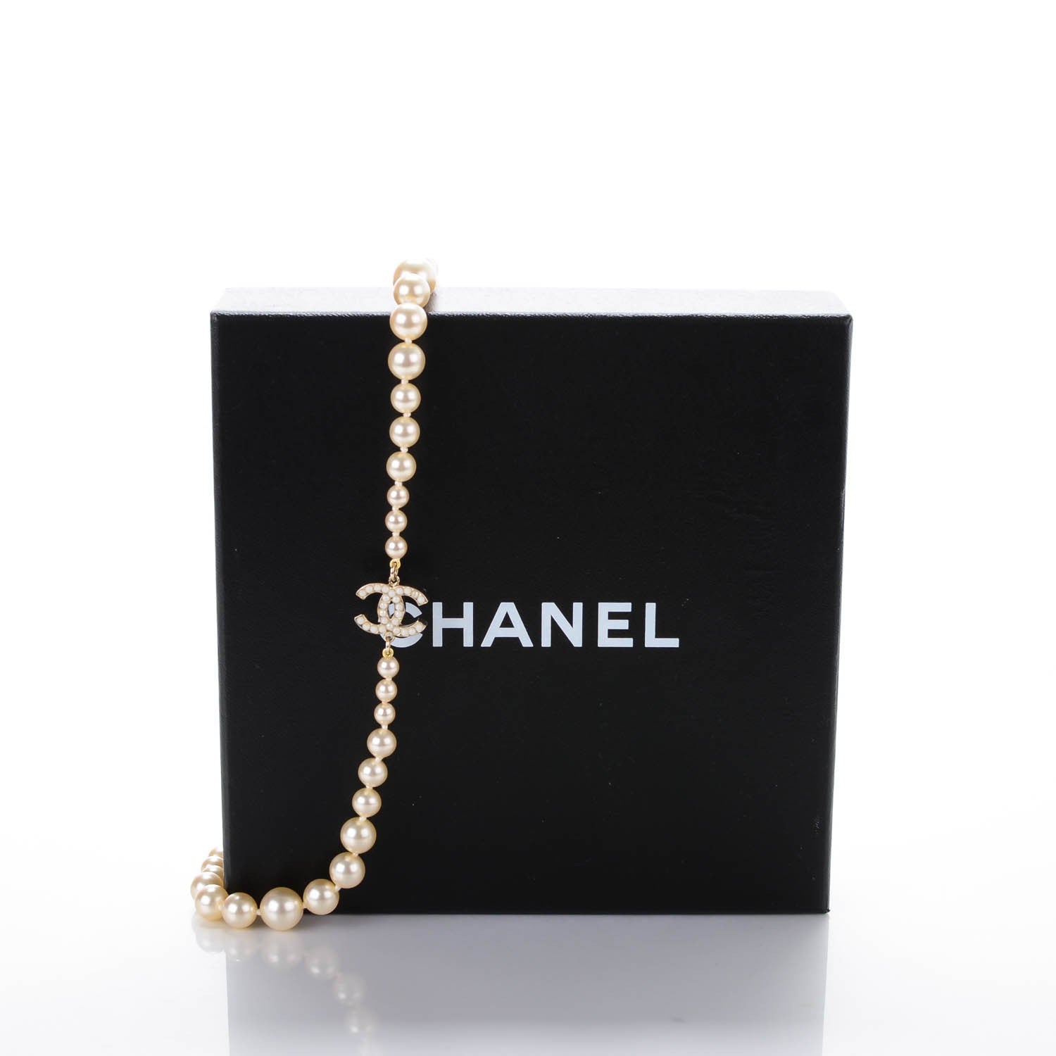 Chanel Graduated Pearl CC Long Necklace Gold 5 of 5