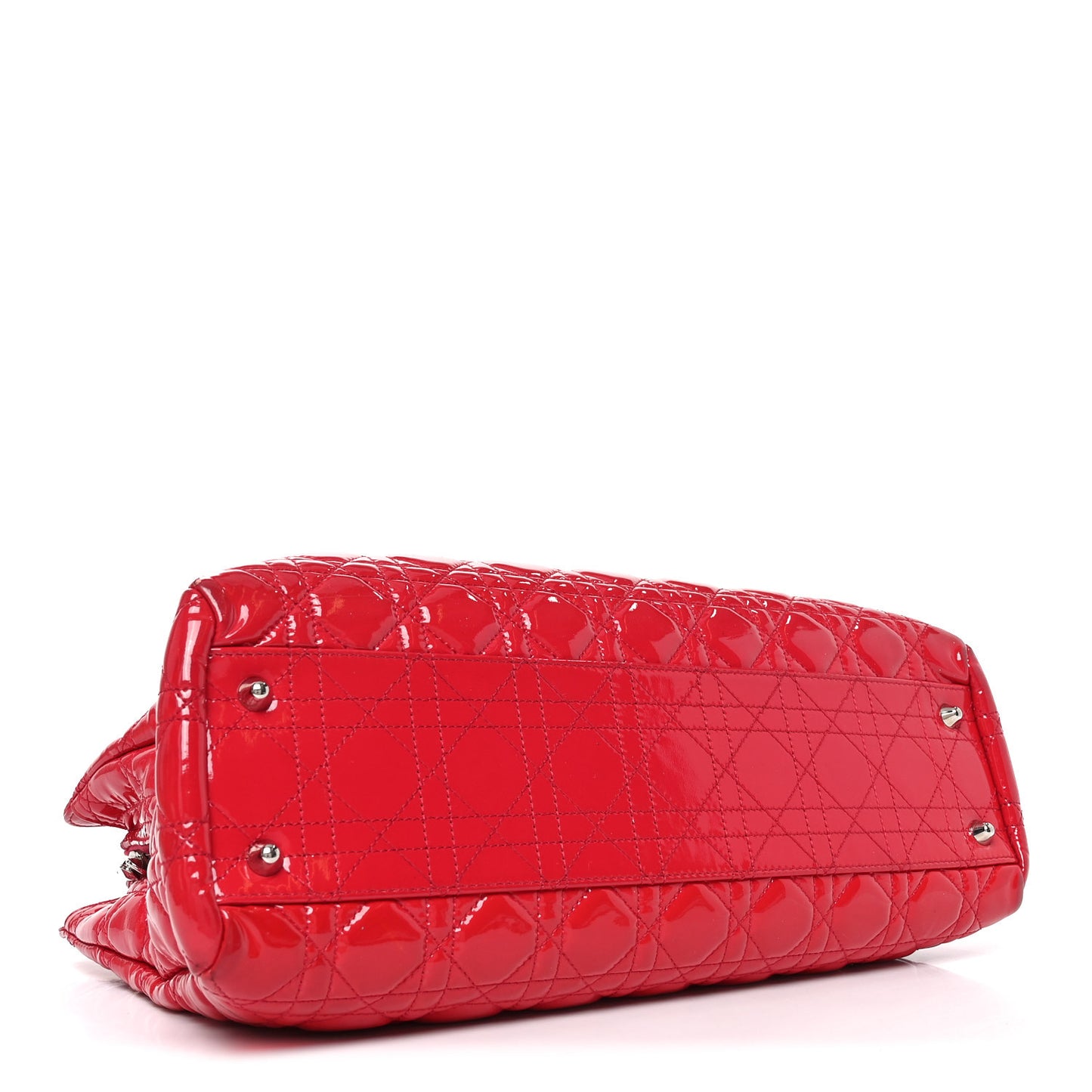 Patent Cannage Large Dior Soft Shopping Tote Red