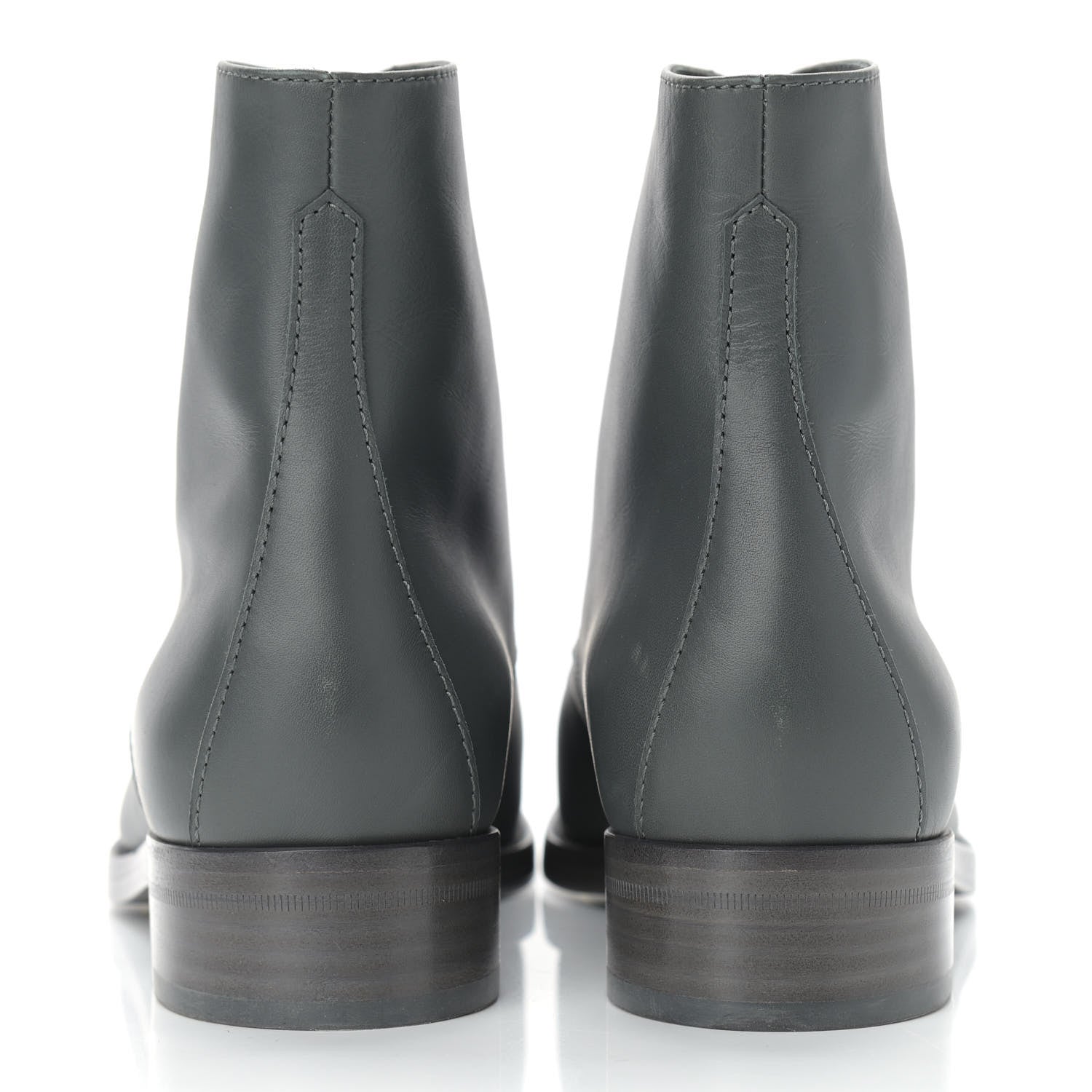Chanel Calfskin Cap Toe CC Lace Up Boots 37.5 Dark Grey 5 of 13