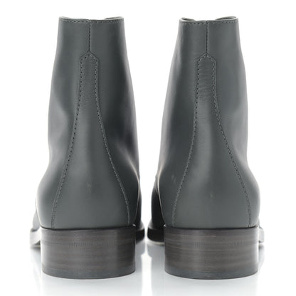 Chanel Calfskin Cap Toe CC Lace Up Boots 37.5 Dark Grey 5 of 13