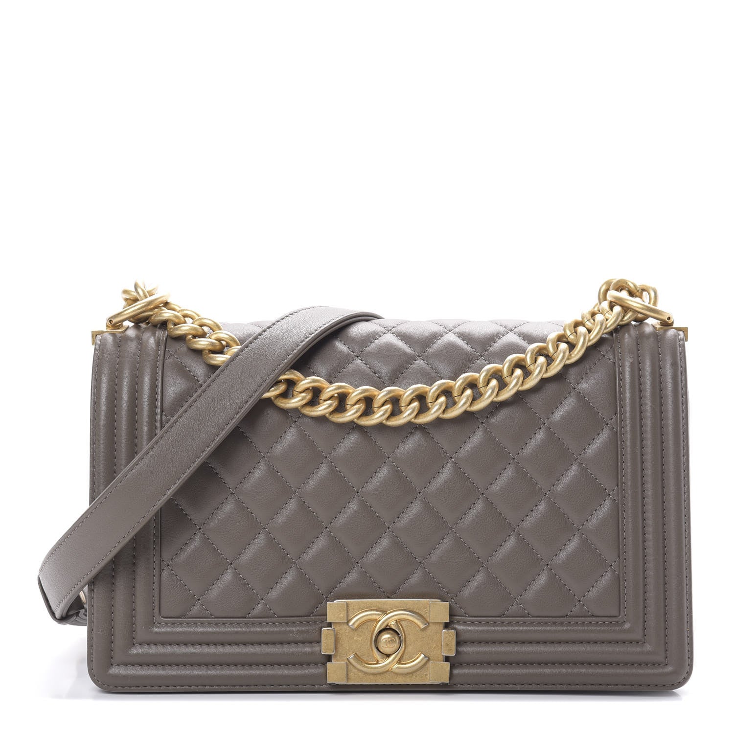 Chanel Lambskin Quilted Medium Boy Flap Khaki 1 of 13