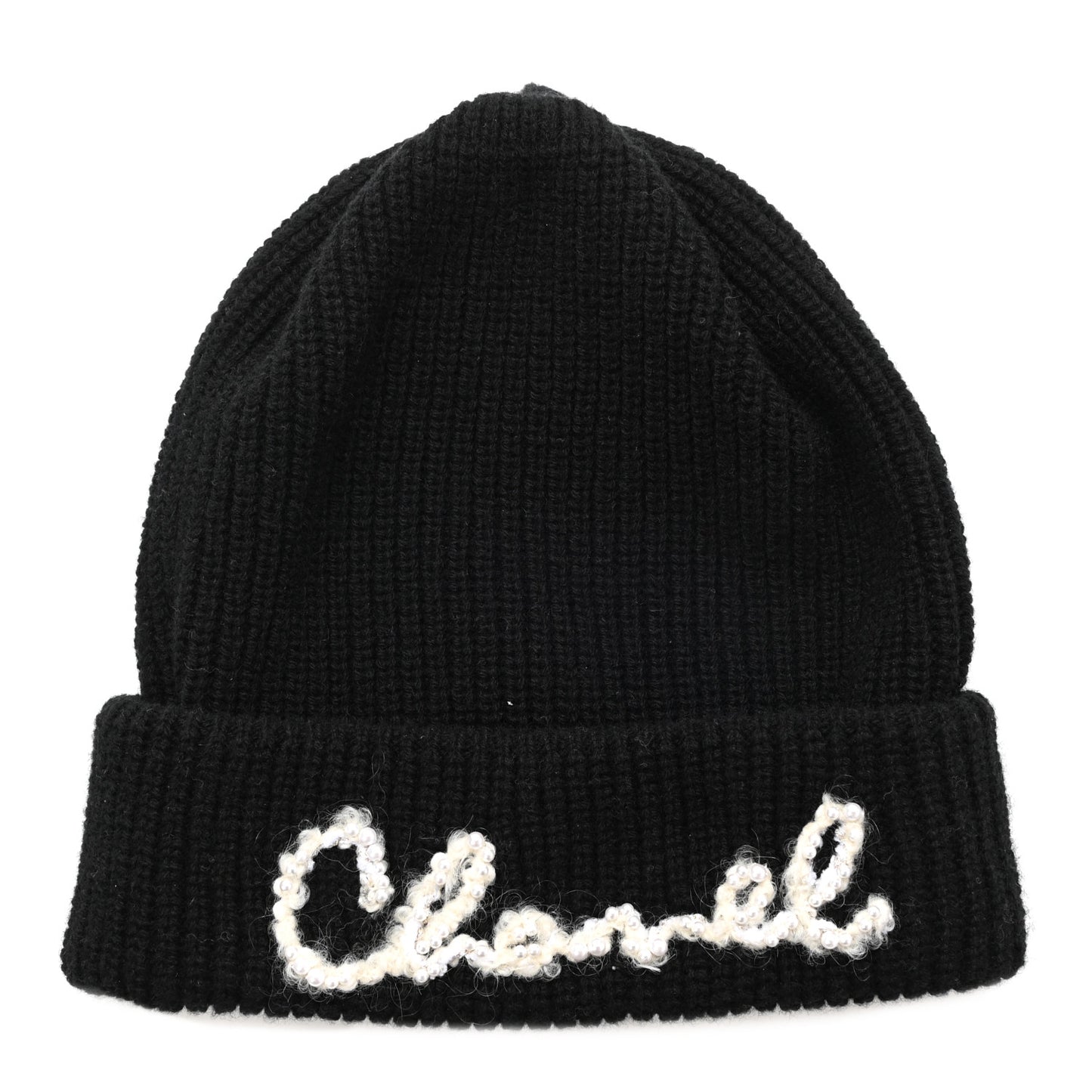 Cashmere Logo Beanie Hat Black White