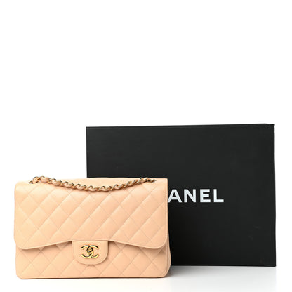 Chanel Caviar Quilted Jumbo Double Flap Beige 10 of 10