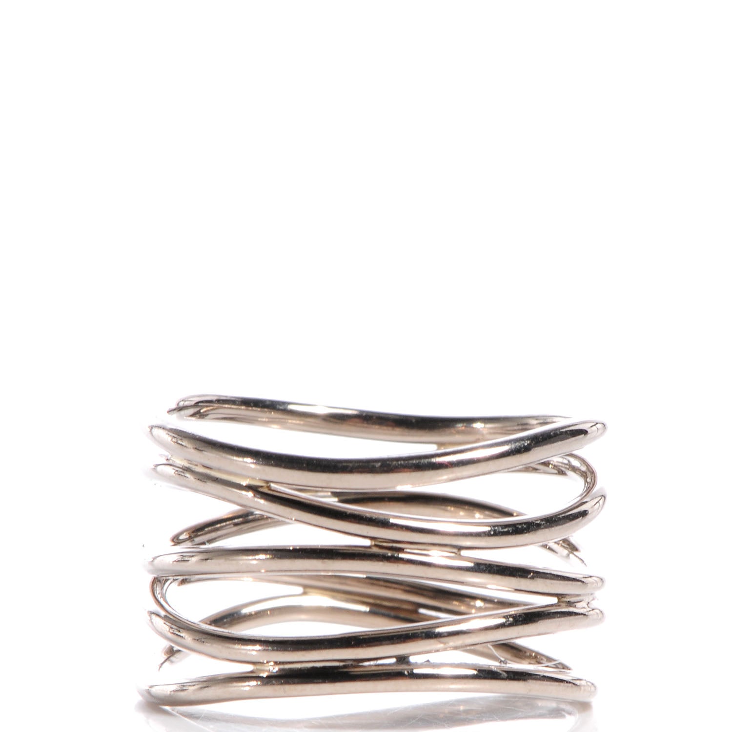 Tiffany 18K White Gold Elsa Peretti Wave Five Row Ring 5 1 of 5