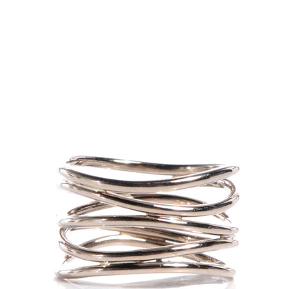 Tiffany 18K White Gold Elsa Peretti Wave Five Row Ring 5 1 of 5
