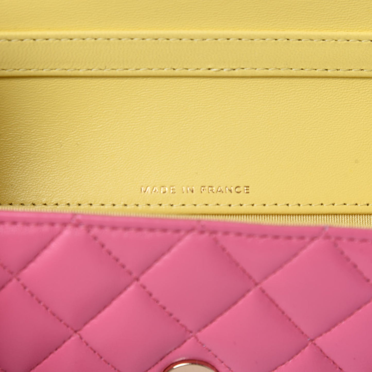 Lambskin Quilted Glasses Case With Chain Pink Yellow