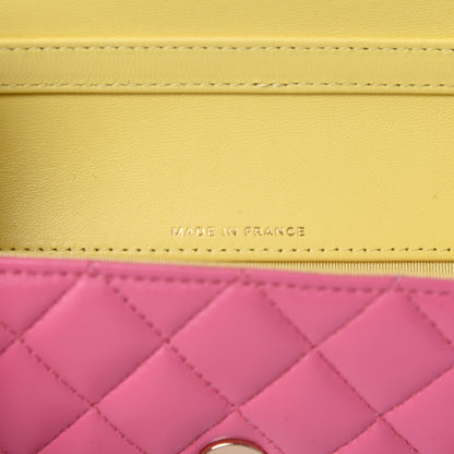 Chanel Lambskin Quilted Glasses Case With Chain Pink Yellow 9 of 12