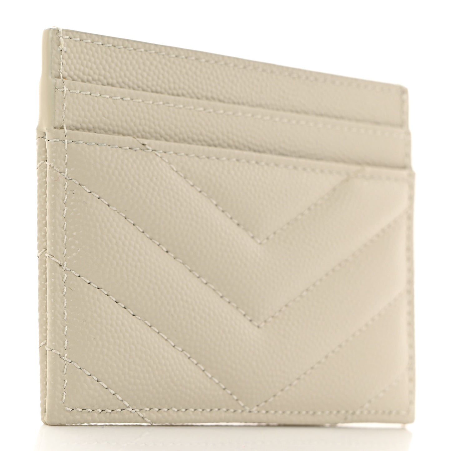 Grain De Poudre Matelasse Chevron Monogram Credit Card Case Crema Soft
