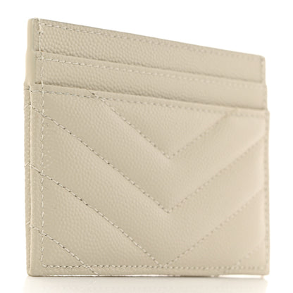 Saint Laurent Grain De Poudre Matelasse Chevron Monogram Credit Card Case Crema Soft 3 of 7