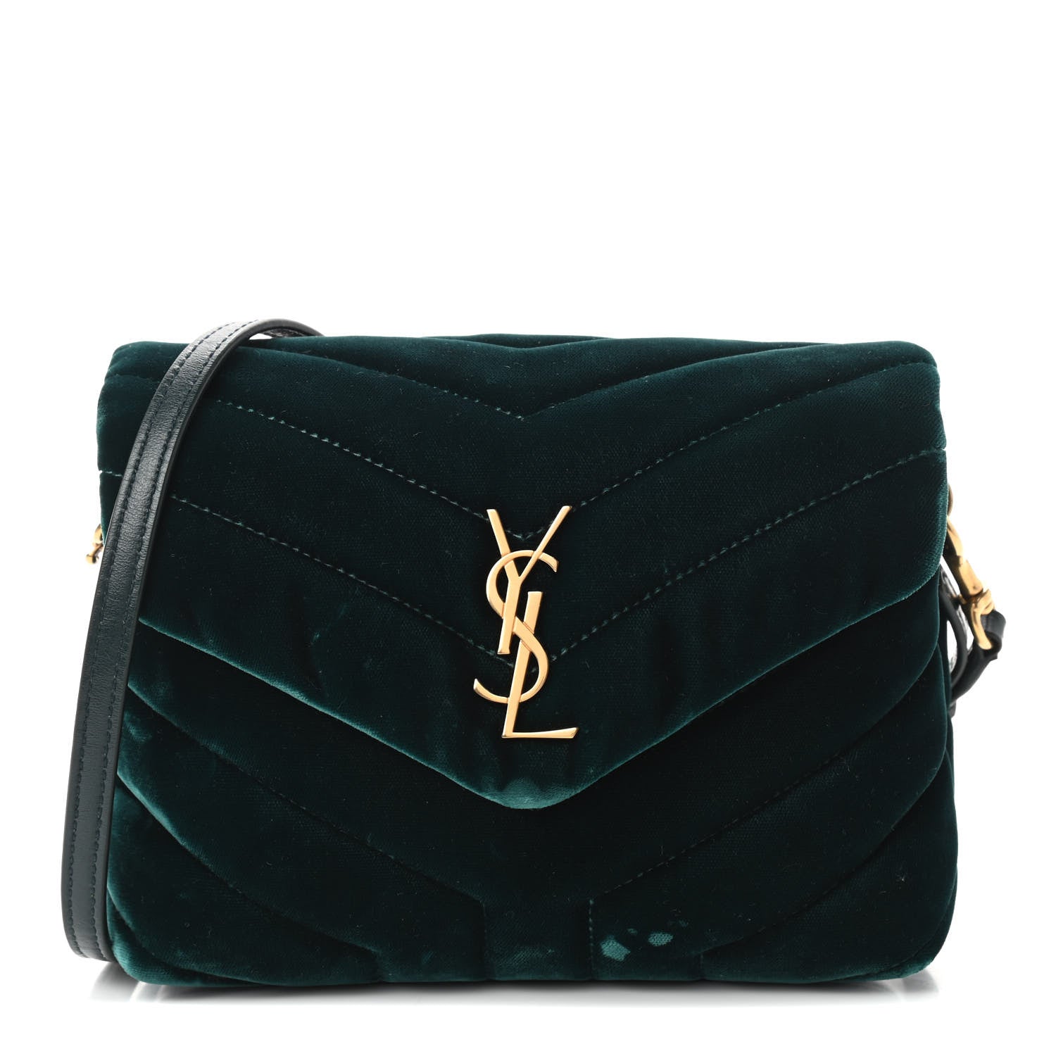 Saint Laurent Velvet Y Quilted Monogram Toy Loulou Crossbody Bag Dark Ottanio 1 of 9