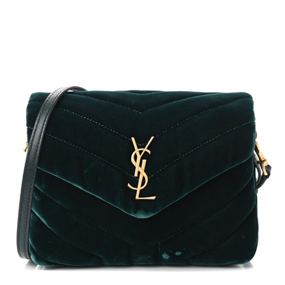 Saint Laurent Velvet Y Quilted Monogram Toy Loulou Crossbody Bag Dark Ottanio 1 of 9