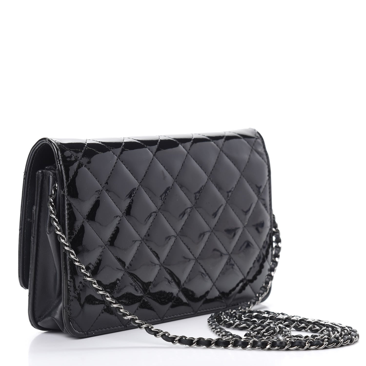 Chanel Patent Quilted Golden Class Wallet on Chain WOC Black 3 of 16