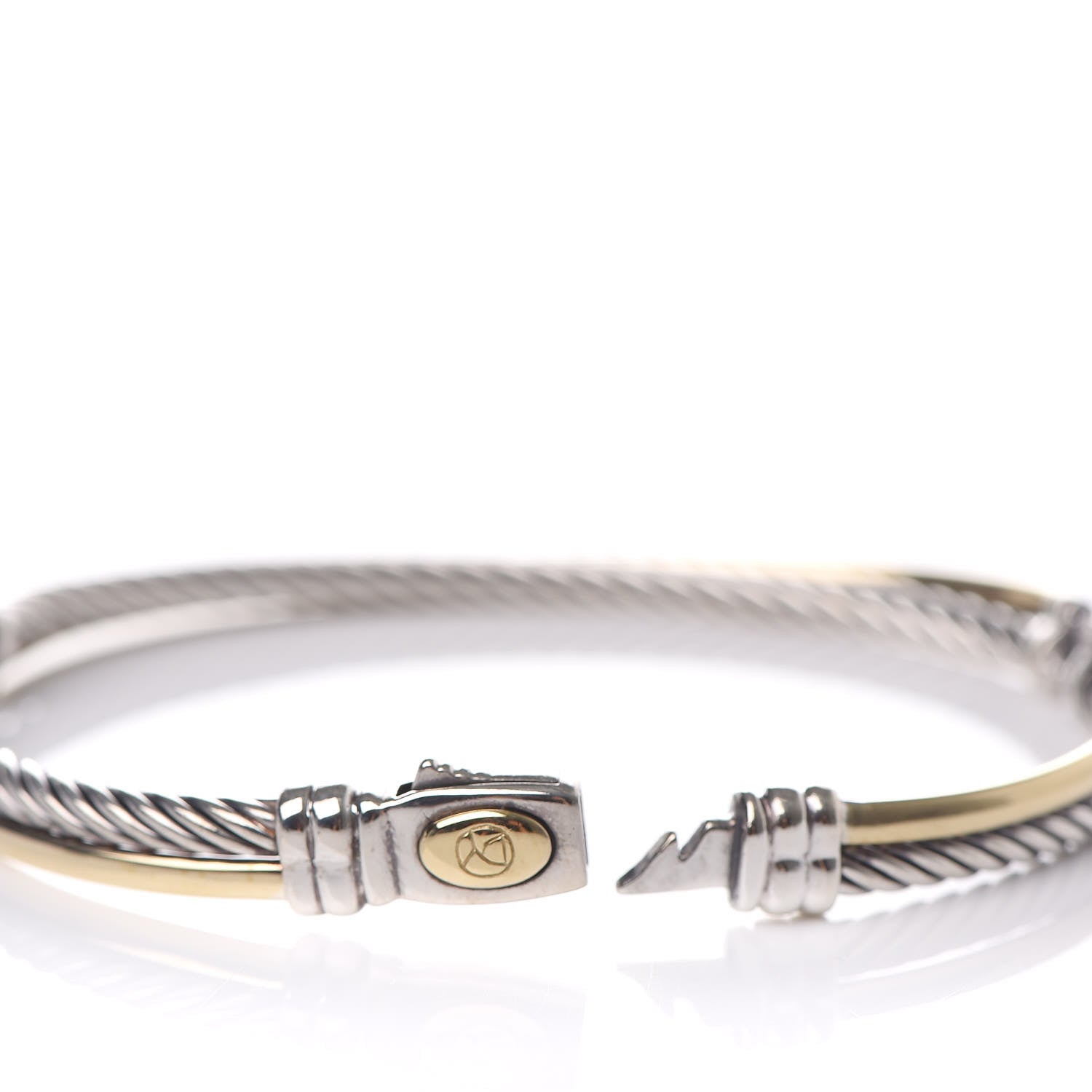 David Yurman Sterling Silver 18K Yellow Gold 3mm Crossover Bracelet 4 of 5