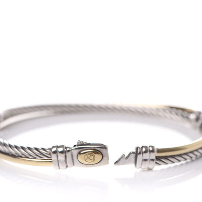 David Yurman Sterling Silver 18K Yellow Gold 3mm Crossover Bracelet 4 of 5