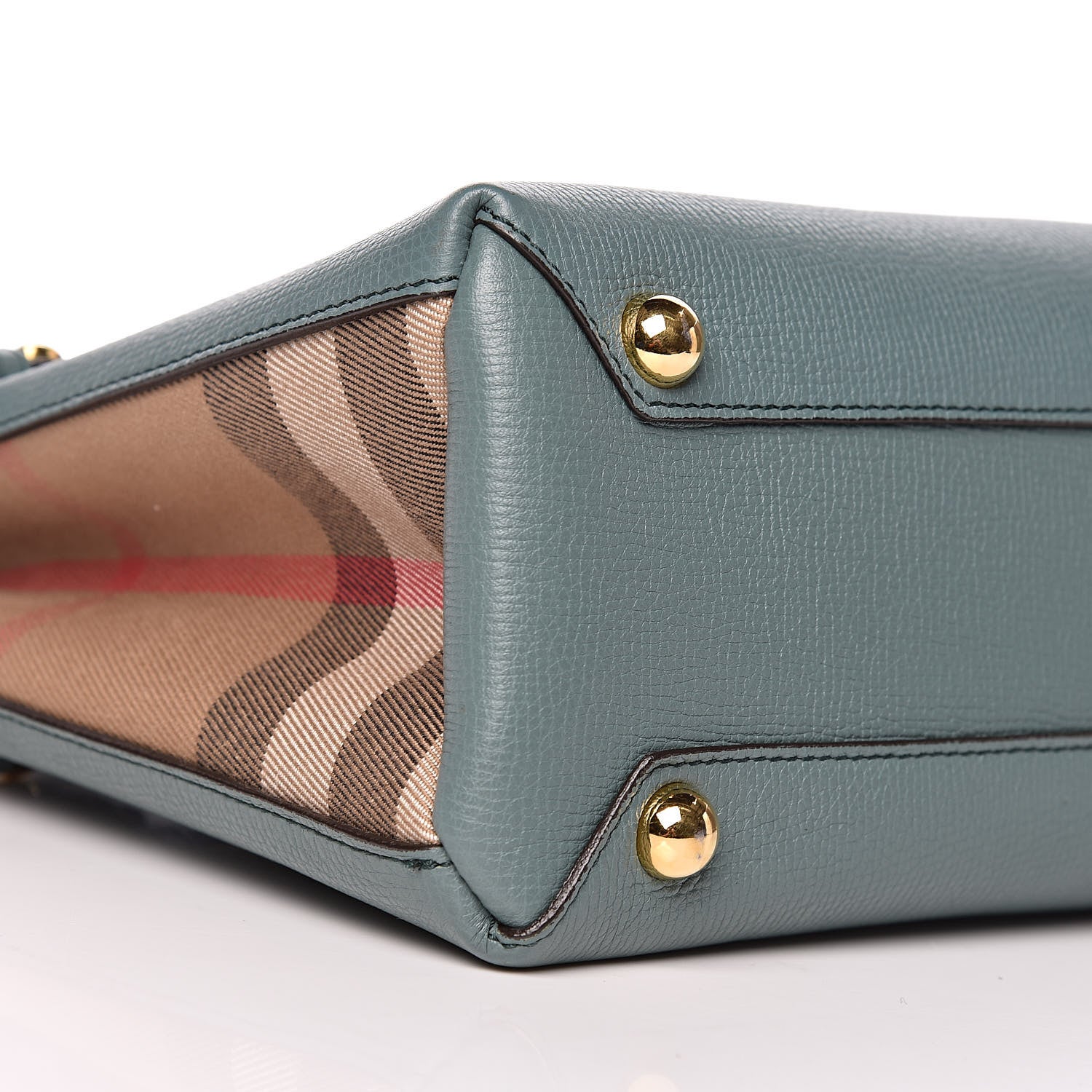 Burberry Grainy Calfskin House Check Small Banner Tote Smokey Green 9 of 10