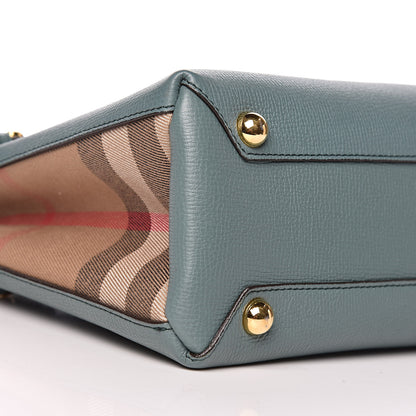 Burberry Grainy Calfskin House Check Small Banner Tote Smokey Green 9 of 10