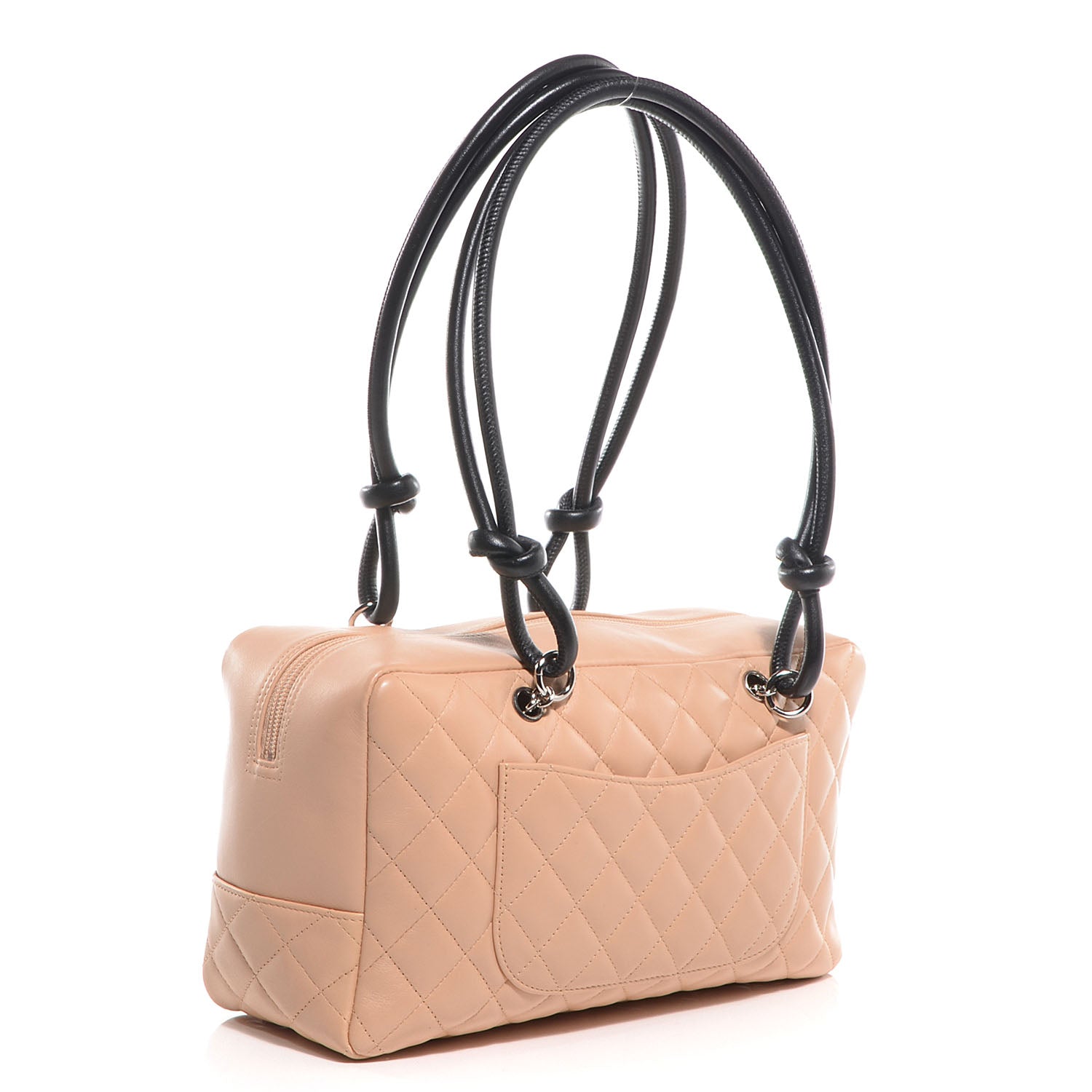 Chanel Calfskin Quilted Large Cambon Bowler Beige Black 3 of 7