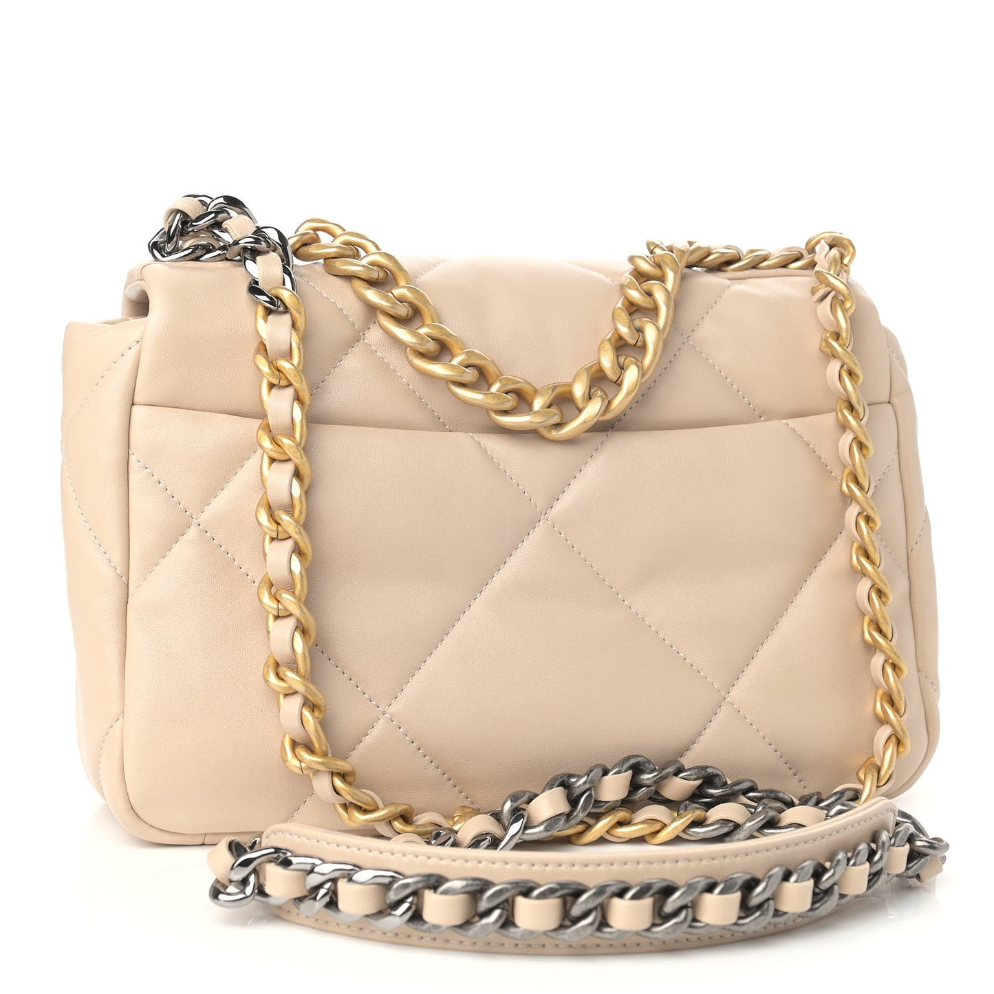 Lambskin Quilted Medium Chanel 19 Flap Beige
