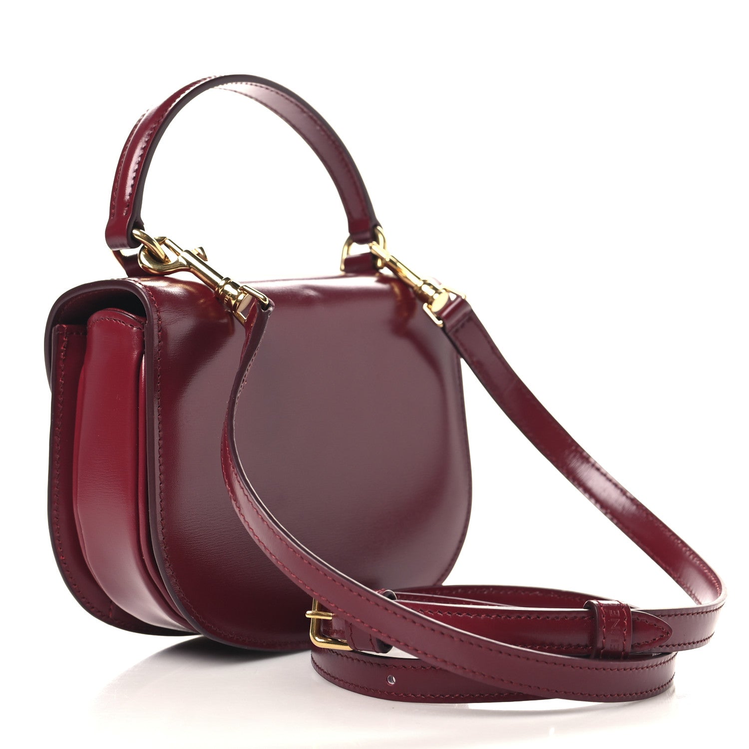 Celine Shiny Calfskin Triomphe Mini Besace Clea Carmin 3 of 10