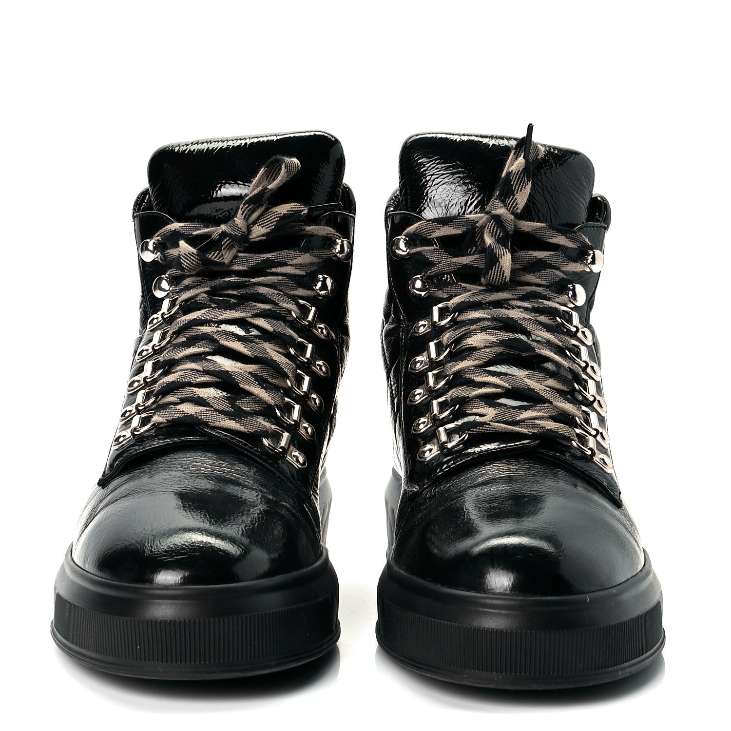 Chanel Patent Calfskin Quilted Womens High Top Sneakers 40 Black 3 of 8