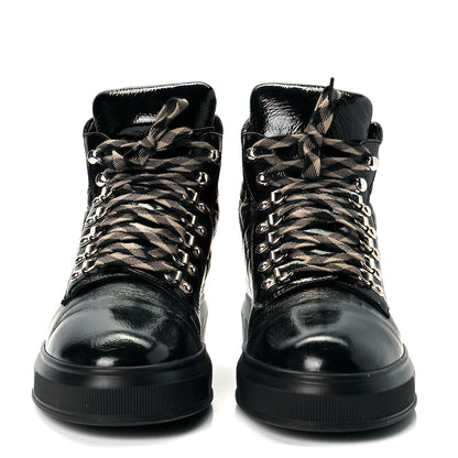 Chanel Patent Calfskin Quilted Womens High Top Sneakers 40 Black 3 of 8