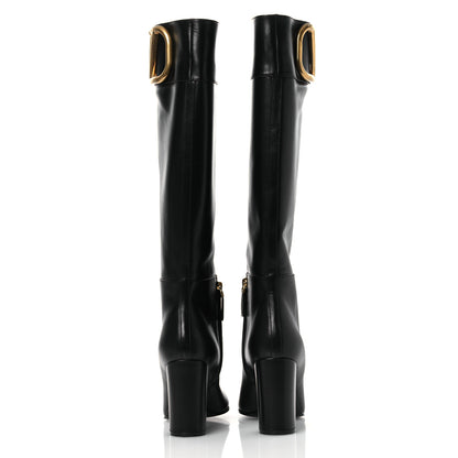 Valentino Garavani Calfskin Vlogo Knee High 85mm Boots 41 Black 6 of 13