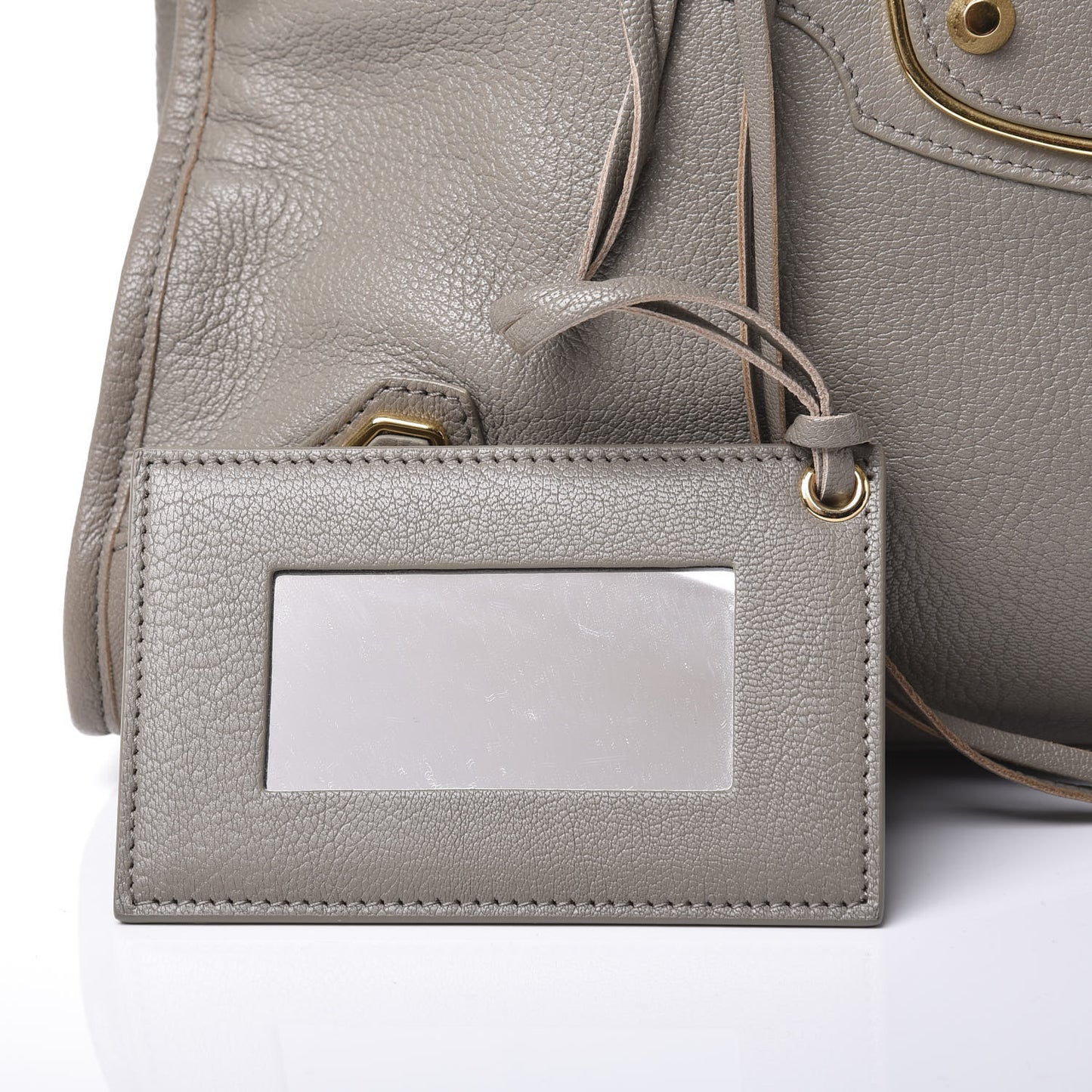Chevre Gold Metallic Edge Hardware City Gris Taupe