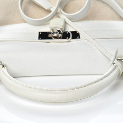 Hermes Taurillon Clemence Toile Kelly Retourne 32 White 13 of 40