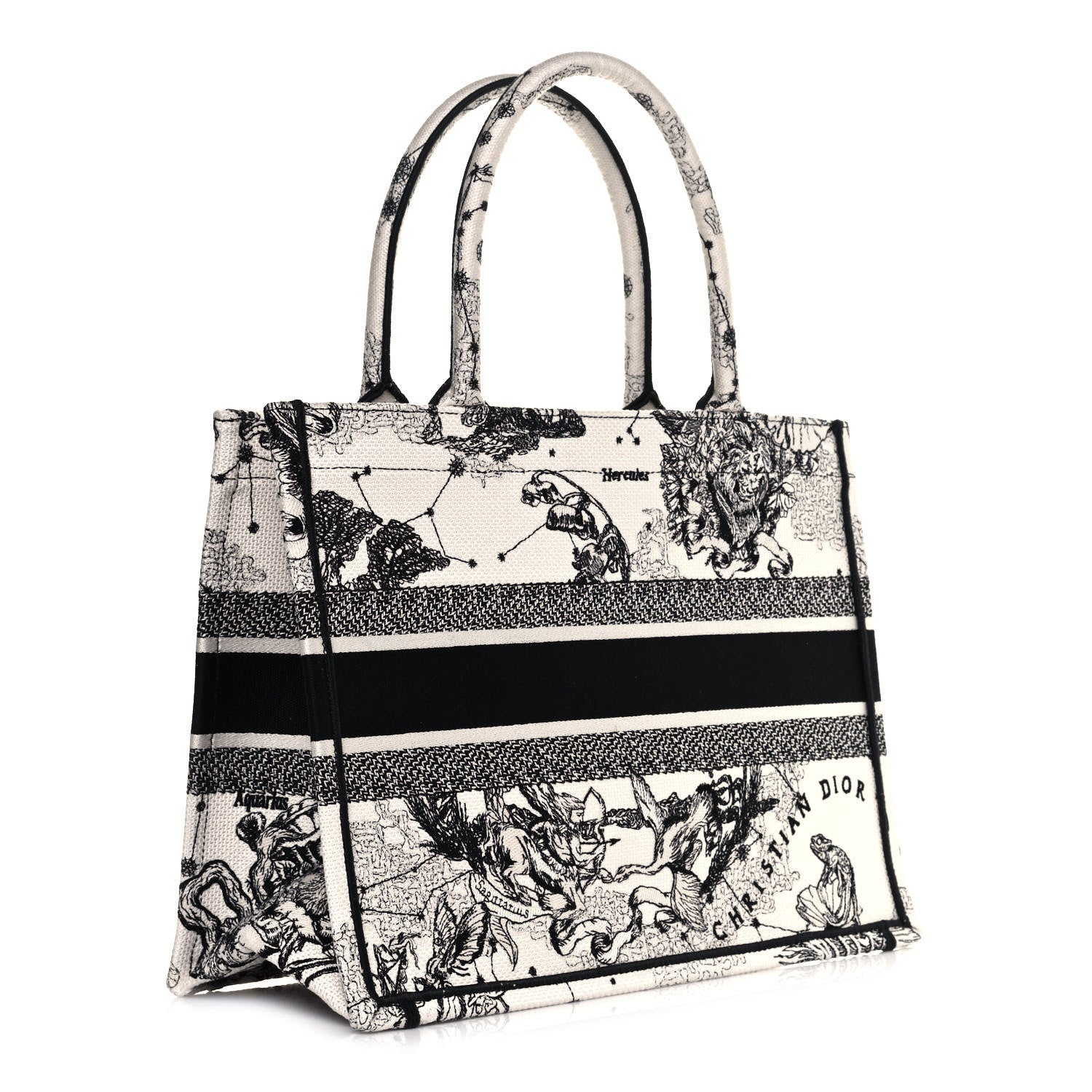 Christian Dior Canvas Zodiac Toile De Jouy Embroidered Medium Book Tote Latte 2 of 10