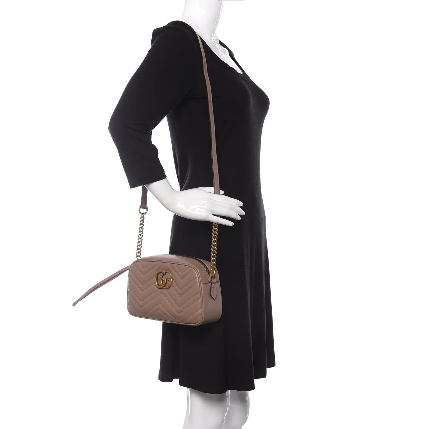 Calfskin Matelasse Small GG Marmont Chain Shoulder Bag Porcelain Rose