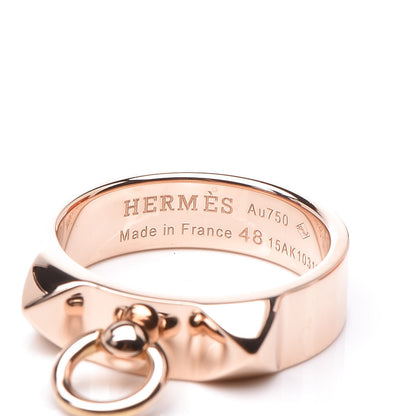 Hermes 18K Rose Gold PM Collier De Chien Ring 48 4.5 5 of 6