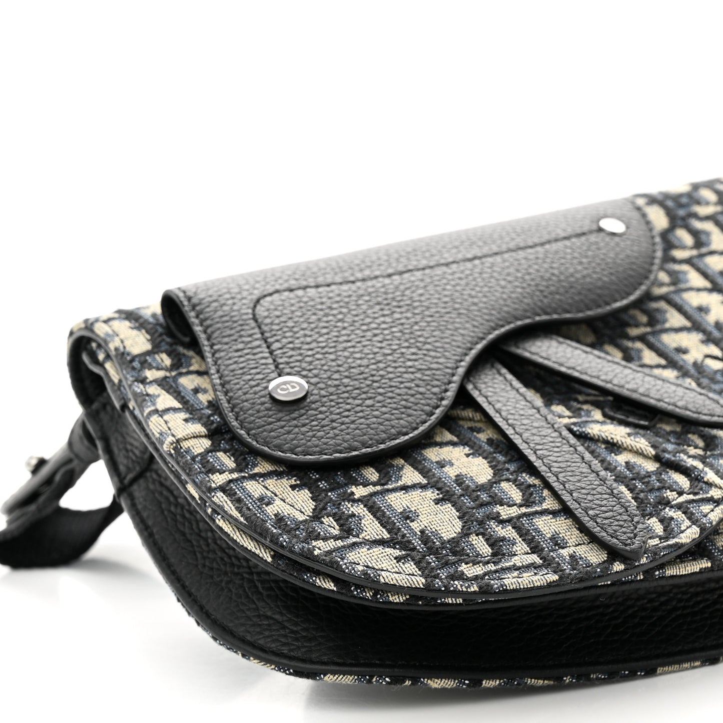 Oblique Saddle Messenger Pouch Beige Black