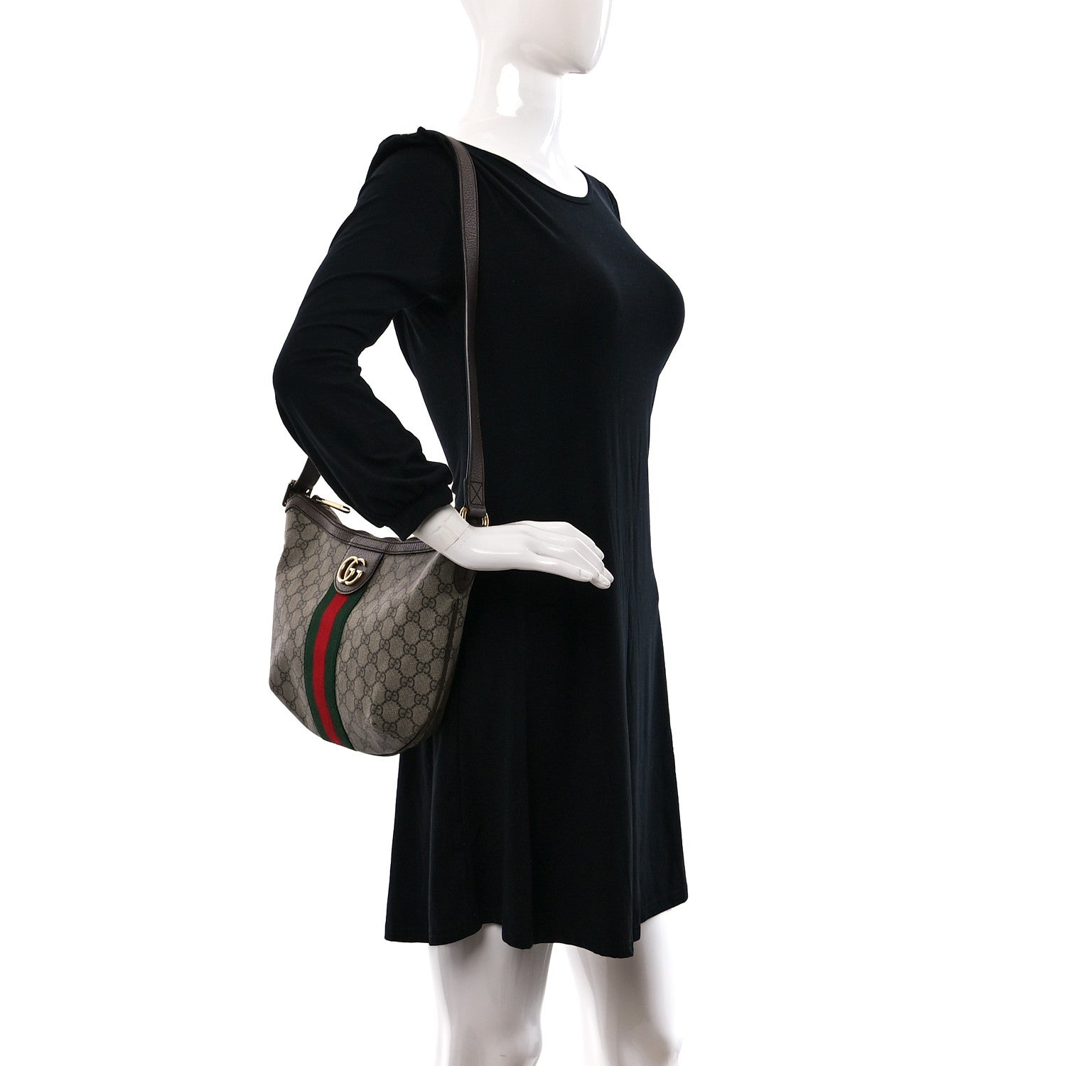 Gucci GG Supreme Monogram Web Small Ophidia Half Moon Hobo Brown 2 of 11