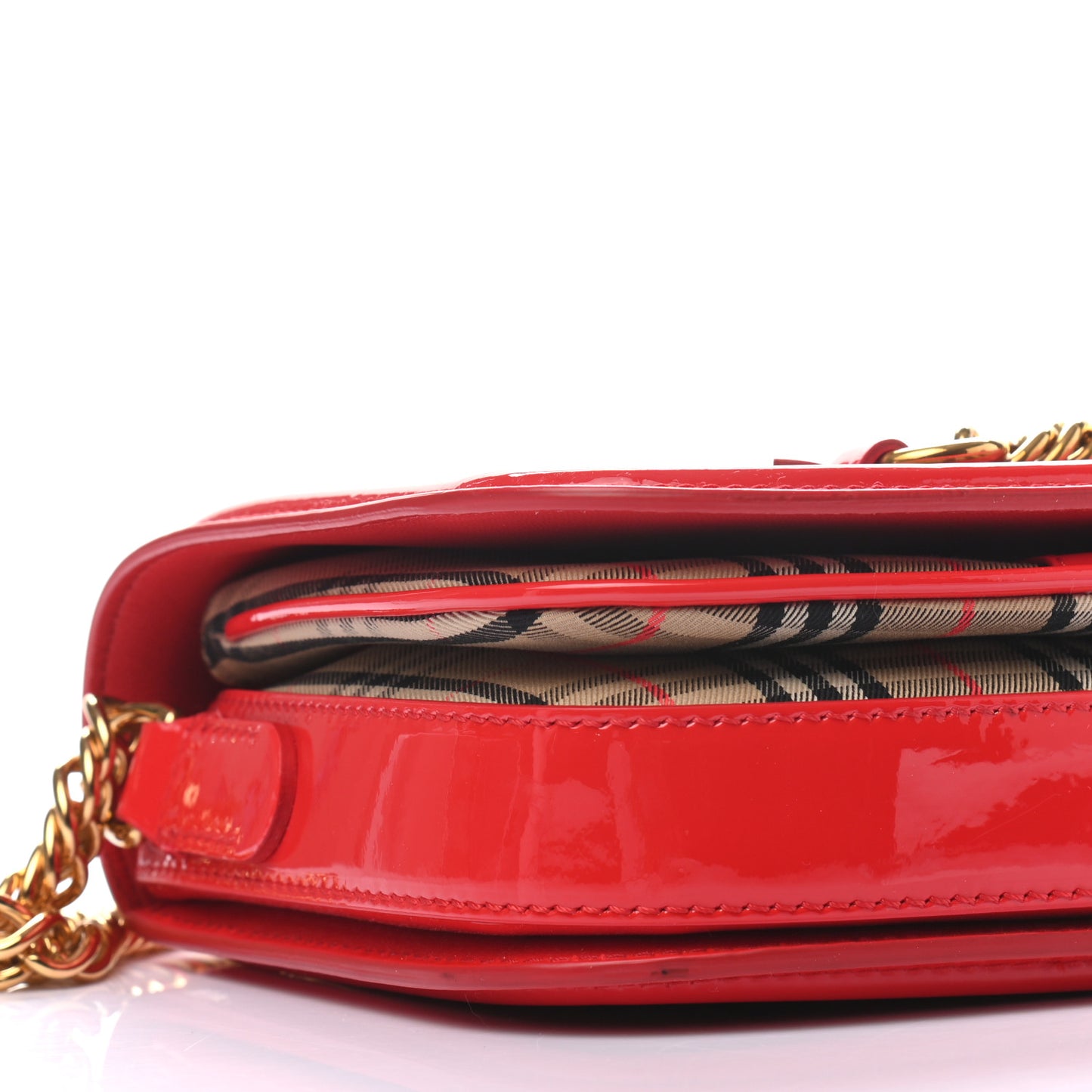 Patent 1983 Knight Check Link Shoulder Bag Bright Red