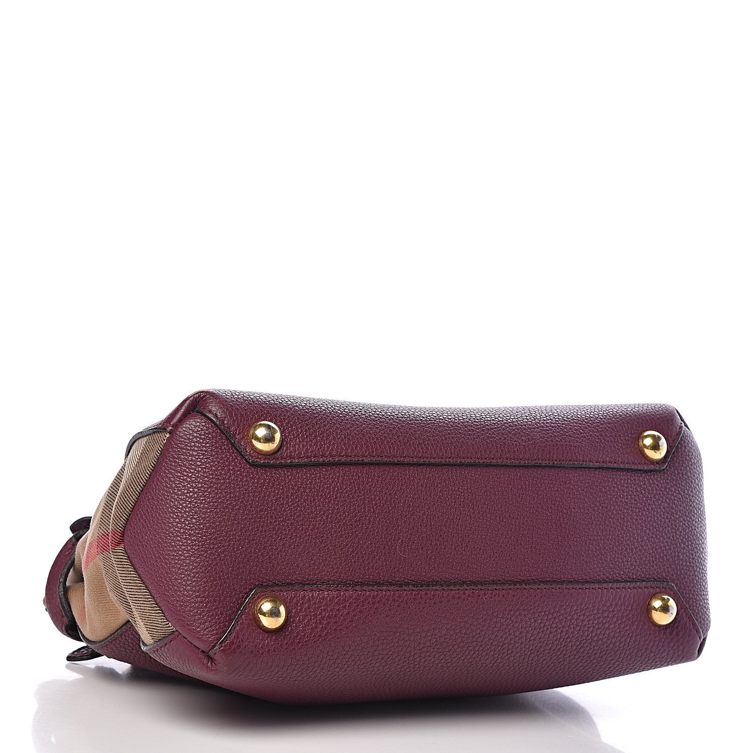 Burberry Grainy Calfskin House Check Small Banner Tote Elderberry 4 of 10