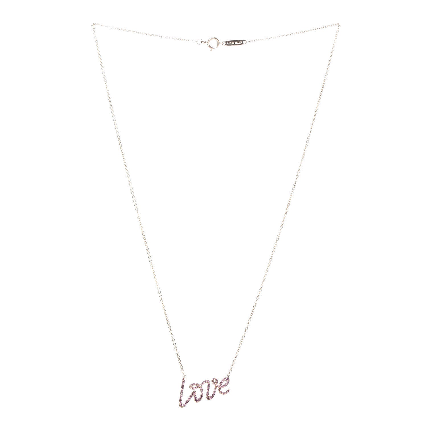 Tiffany 18K Rose Gold Pink Sapphire Palomas Graffiti Love Pendant Necklace 3 of 7