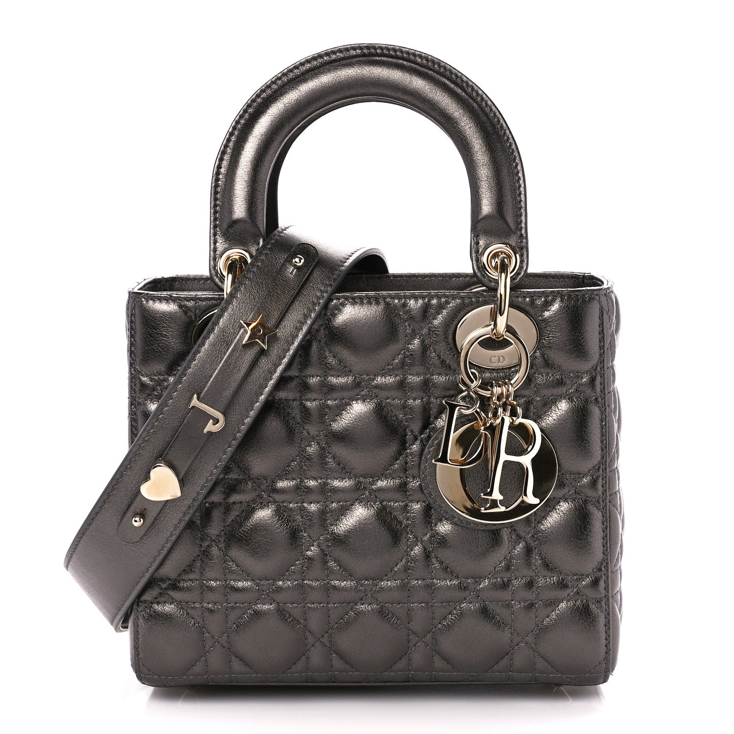 Christian Dior Lambskin Cannage Small My ABCDior Lady Dior Metallic Grey 1 of 12