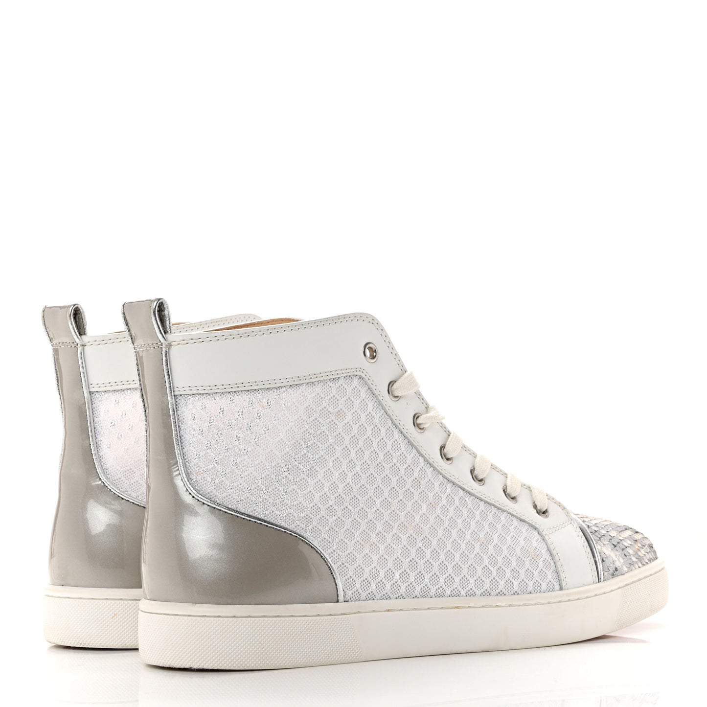 Snakeskin Mesh Mens Louis Orlato Flat Sneakers 43.5 Silver