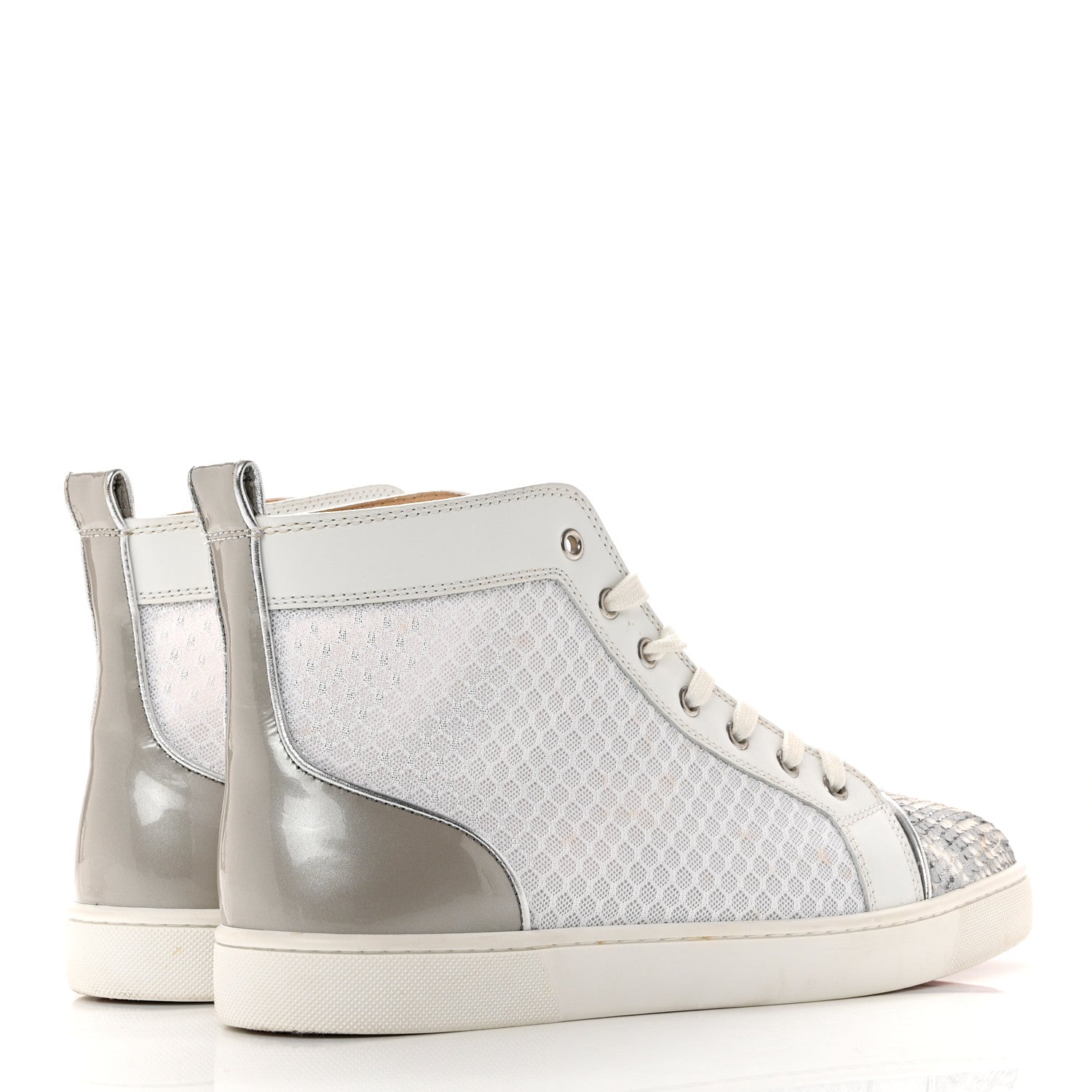 Christian Louboutin Snakeskin Mesh Mens Louis Orlato Flat Sneakers 43.5 Silver 4 of 9