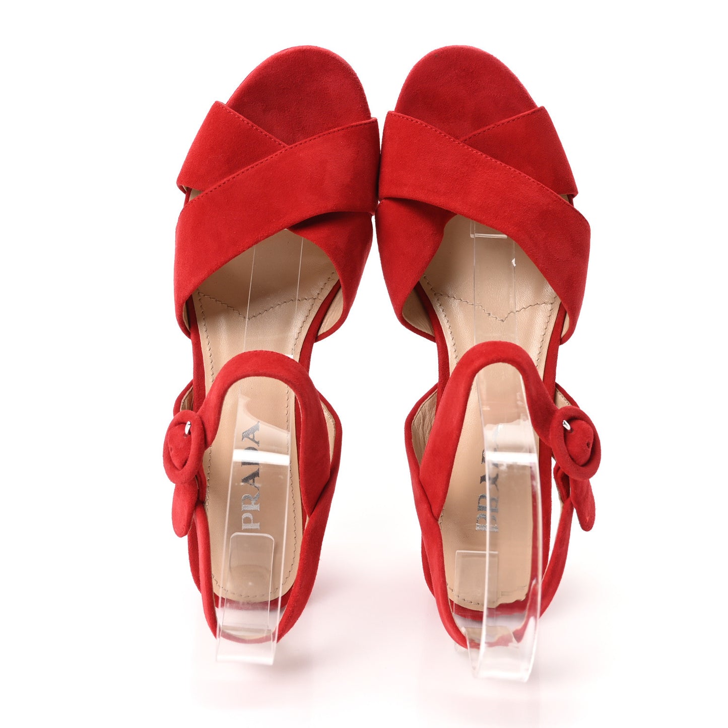 Camoscio Crisscross Platform 25/85mm Sandals 37.5 Red