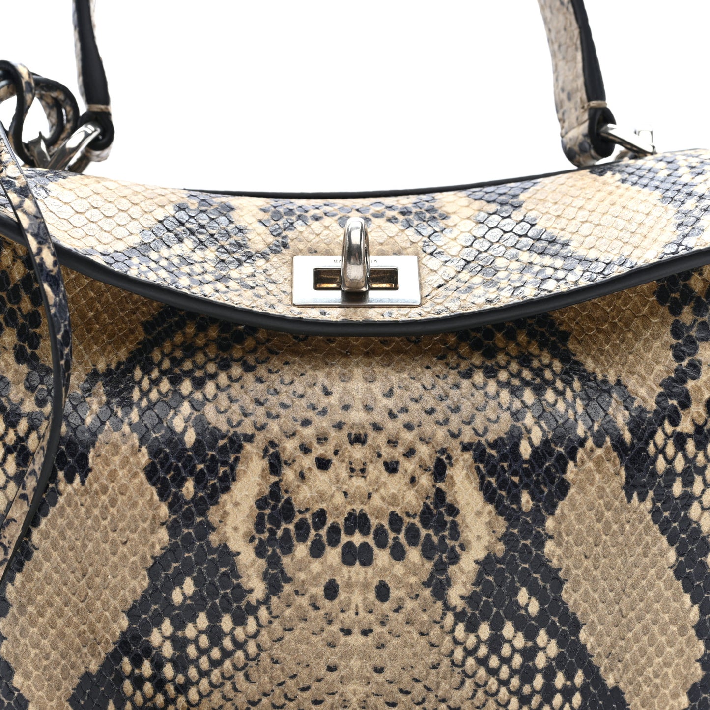 Snakeskin Embossed Calfskin Mini Rodeo Top Handle Handbag Natural