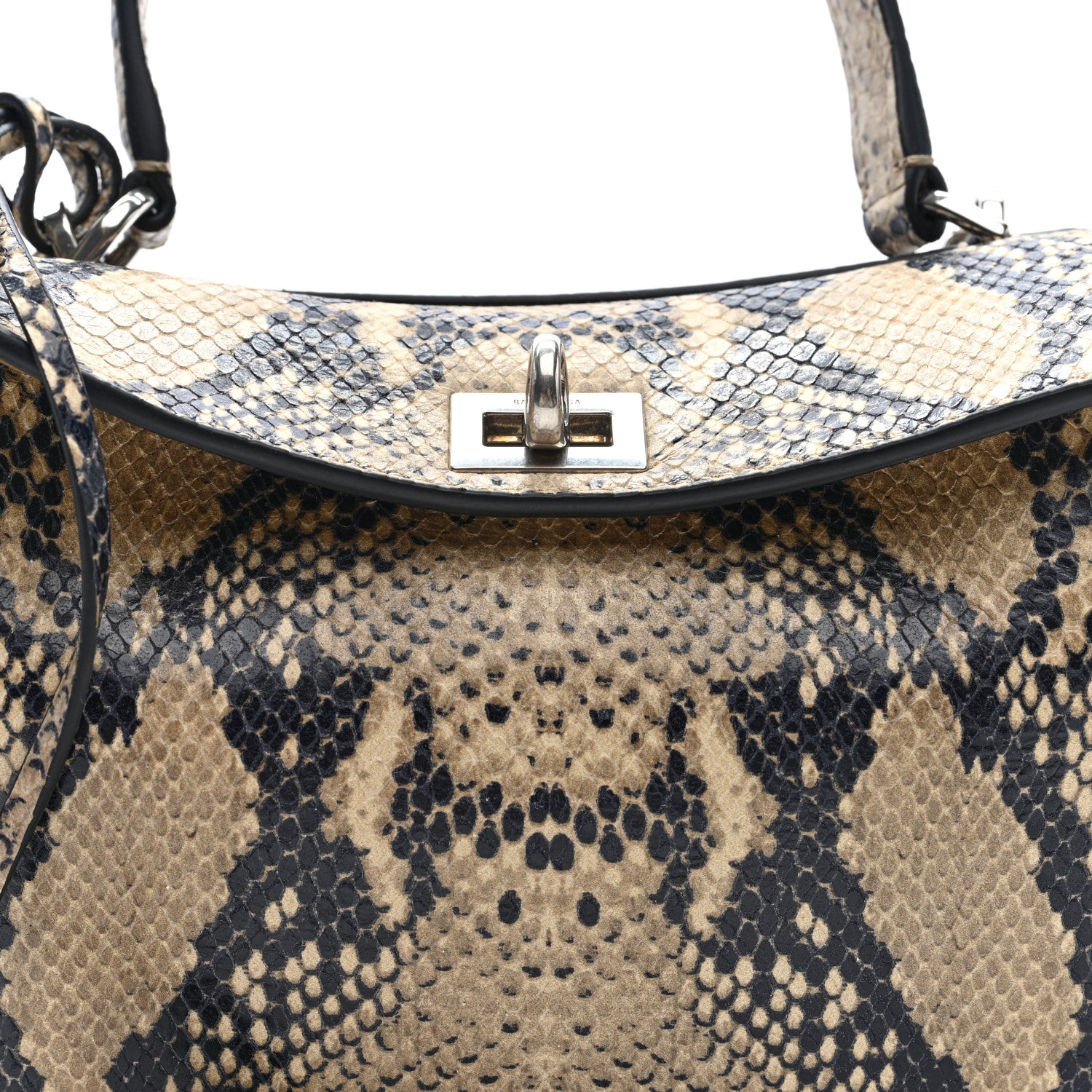 Balenciaga Snakeskin Embossed Calfskin Mini Rodeo Top Handle Handbag Natural 7 of 9