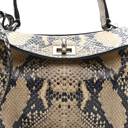 Balenciaga Snakeskin Embossed Calfskin Mini Rodeo Top Handle Handbag Natural 7 of 9