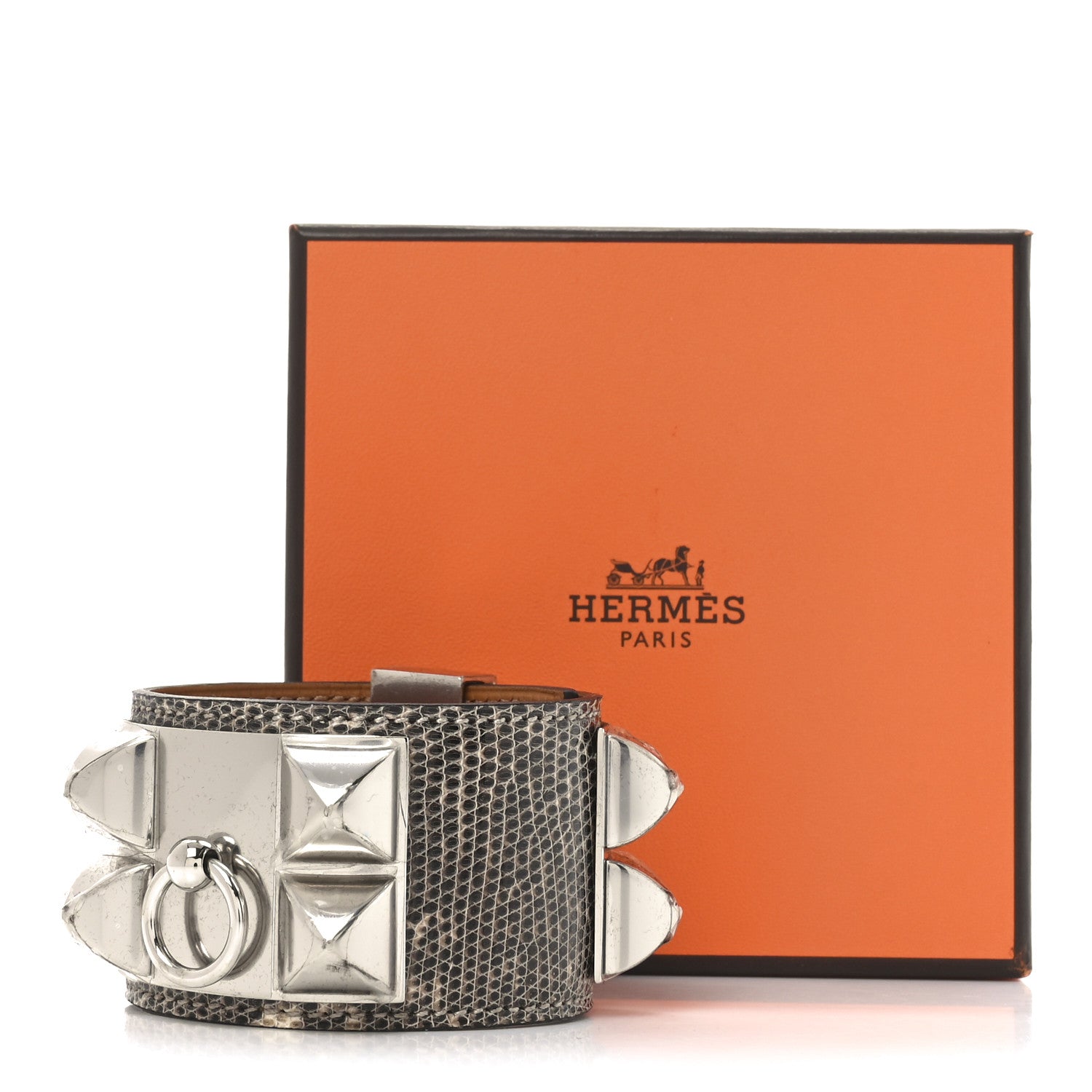 Hermes Lizard Collier De Chien CDC Bracelet S Ombre 1749130