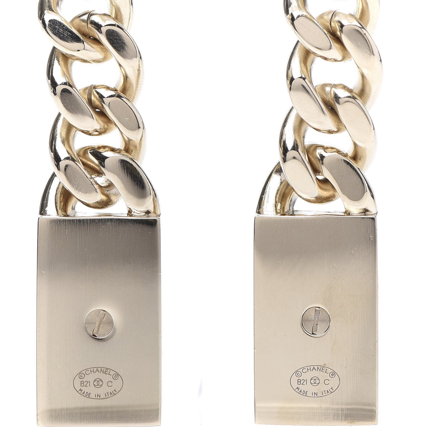 Crystal Dog Tag Charm Earrings Gold